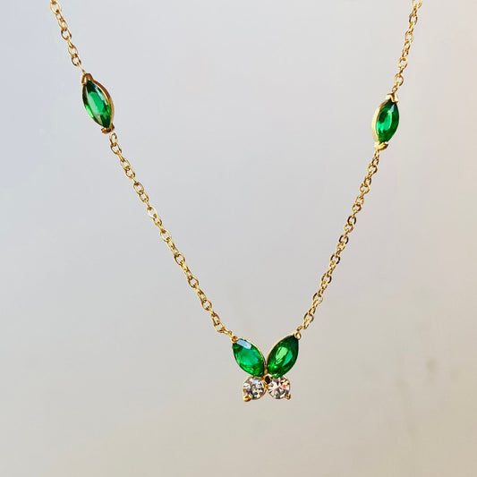 Emerald Little Butterfly Necklace