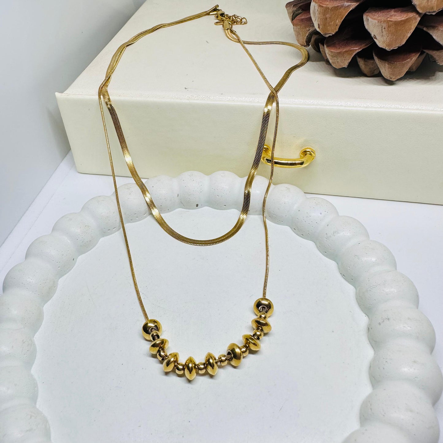 Snake Bead Layered Necklace