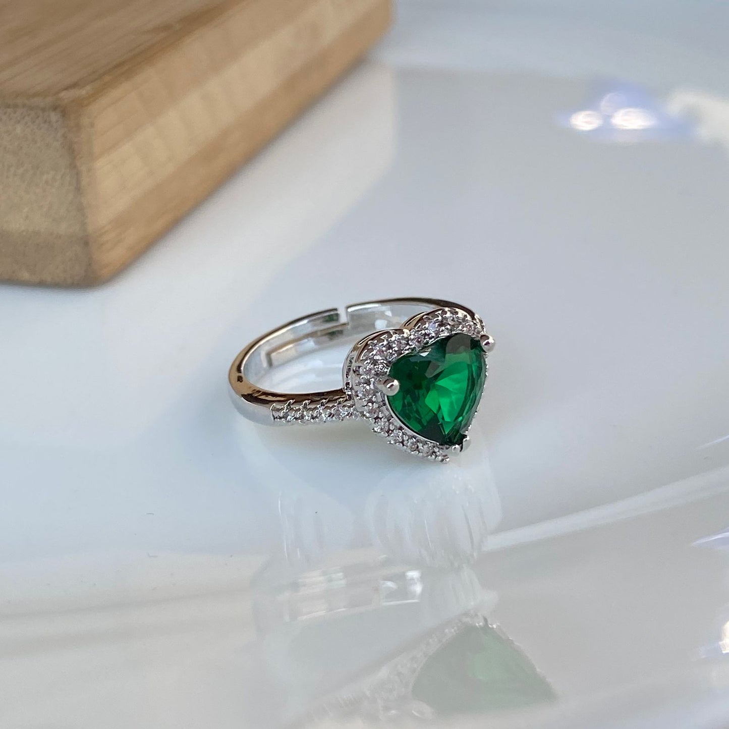 Emerald Heart Solitaire Ring