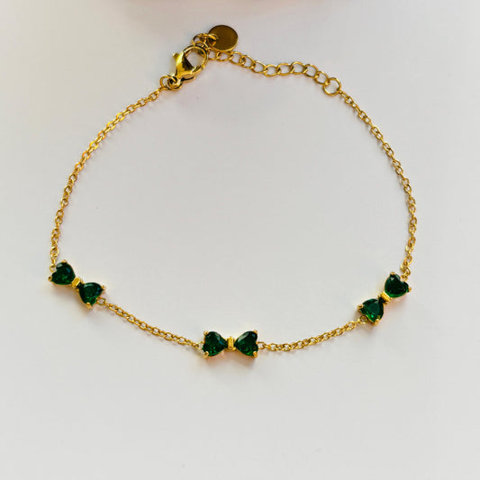 Emerald Bow Bracelet •