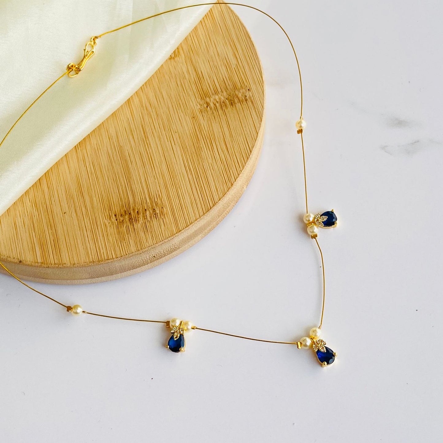 Blue Topaz Abha Invisible Chain Choker Necklace
