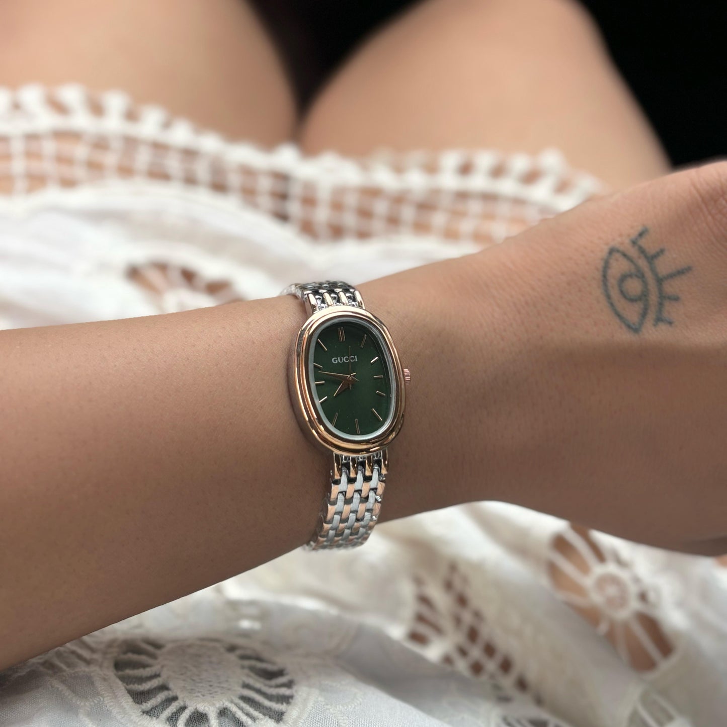 Gucci Oval Dial Green Watch