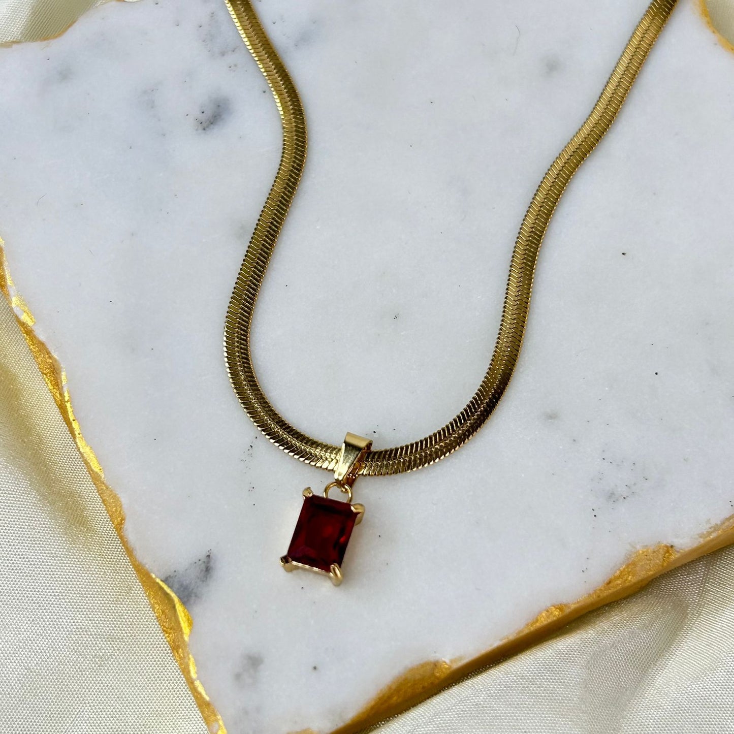 Red Solitaire Necklace