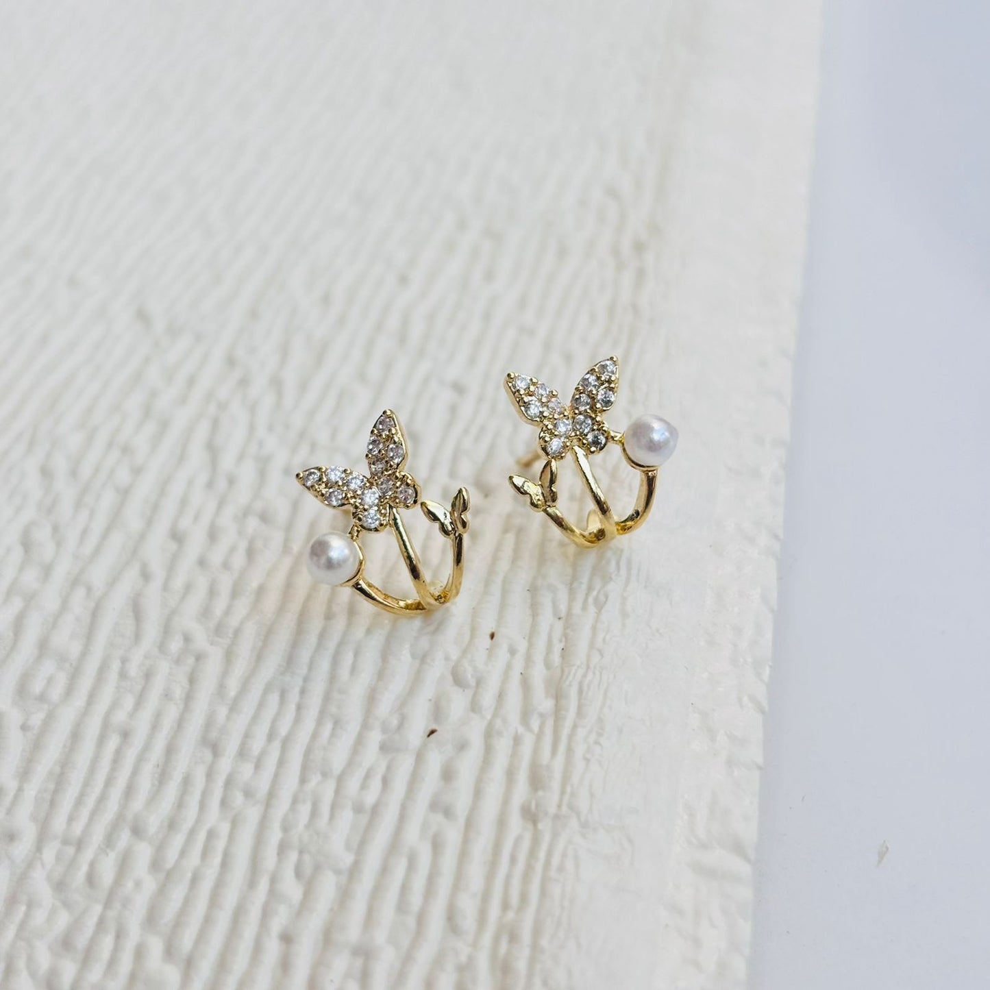 Butterfly Pearl Studs •