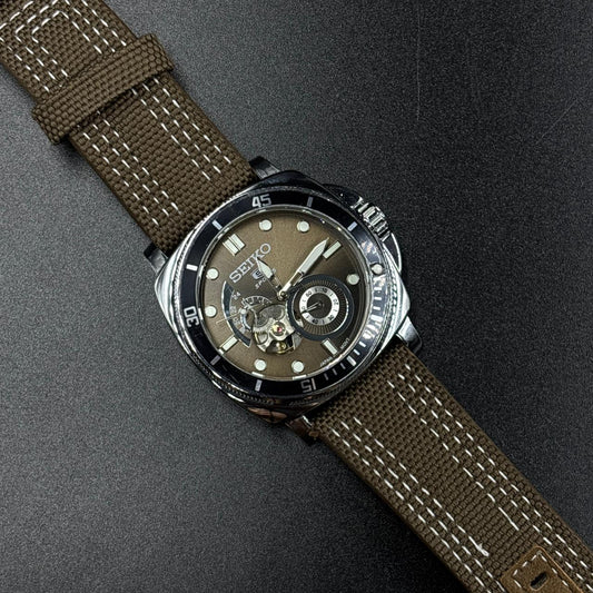 Seiko Brown Canvas Strap Watch