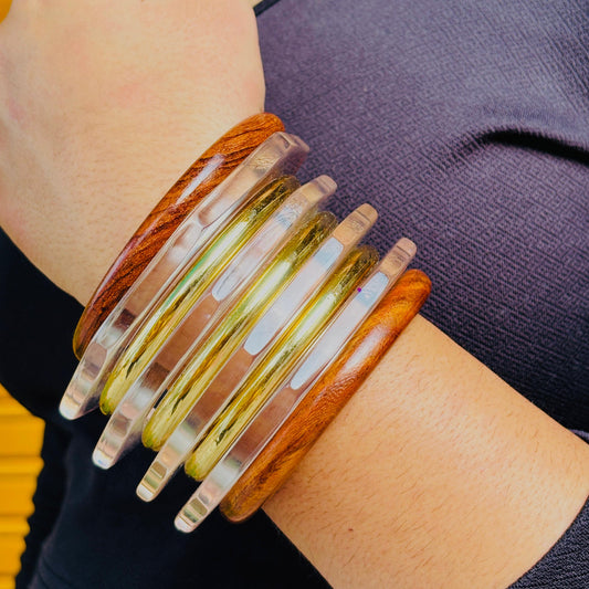 Kaanchi Bangles Stack ( Acrylic/ Brass/ Wooden) -2.4-2.8