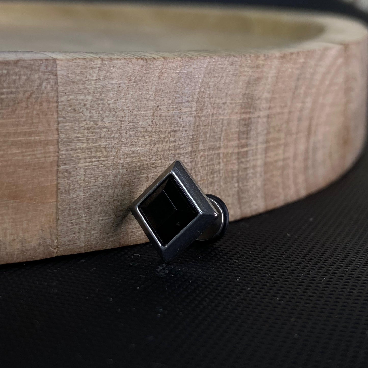 Square Top Men's Silver Earring