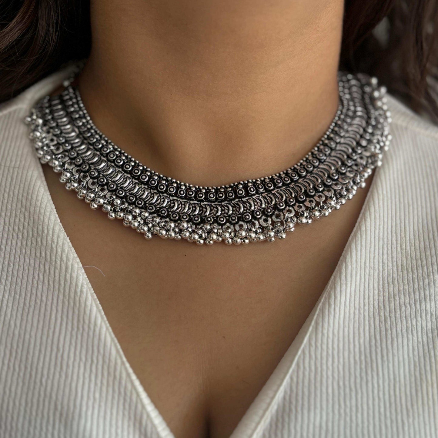 Ghungroo German Silver Choker