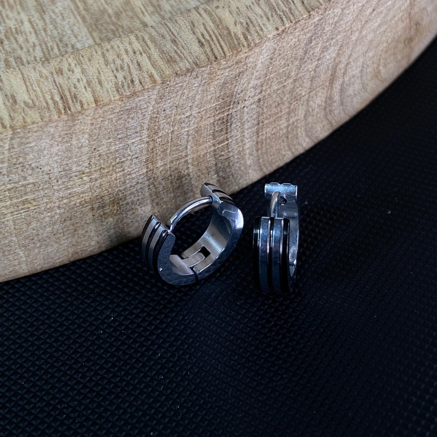 Barre Men's Silver Earring (1 Pair of 2 Earrings)