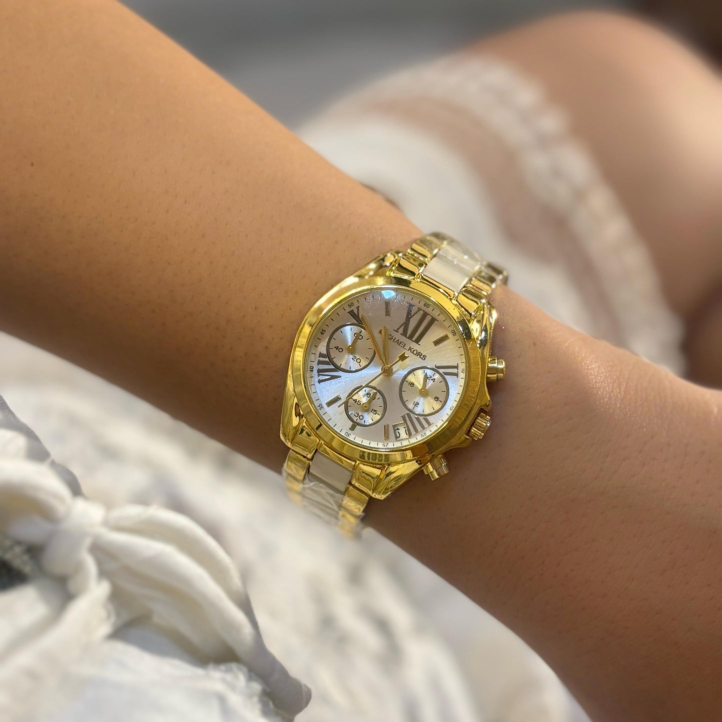 MK White Resin Strap Watch