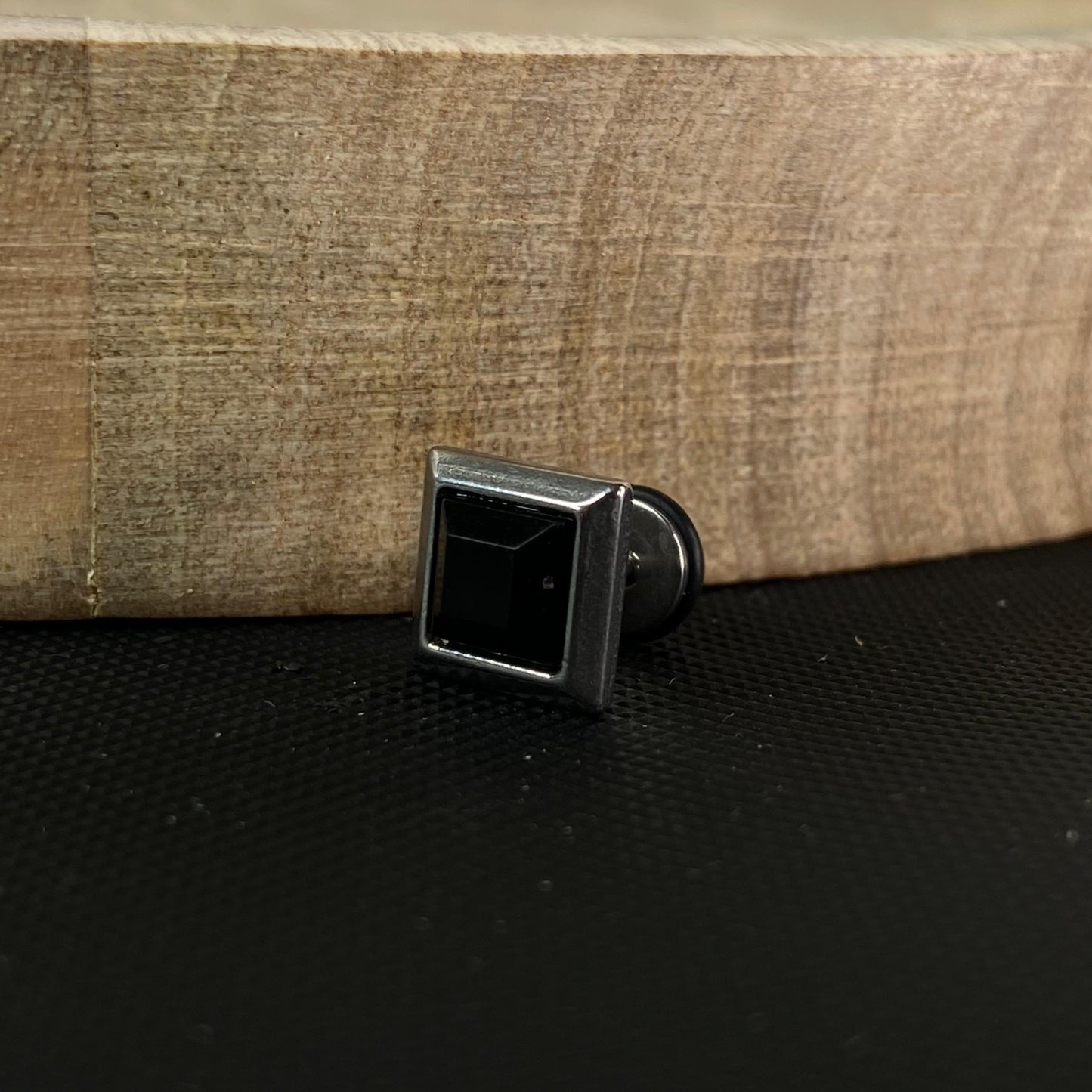 Square Top Men's Silver Earring