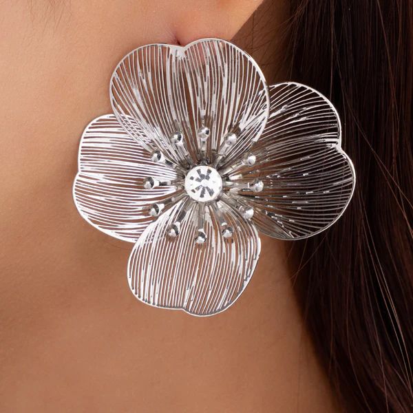 Forest Flower Classy Earrings (Silver)