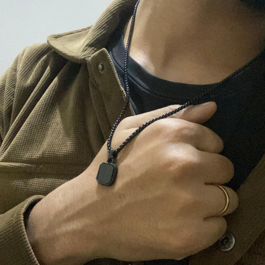 Caliber Black Square Pendant Men's Chain