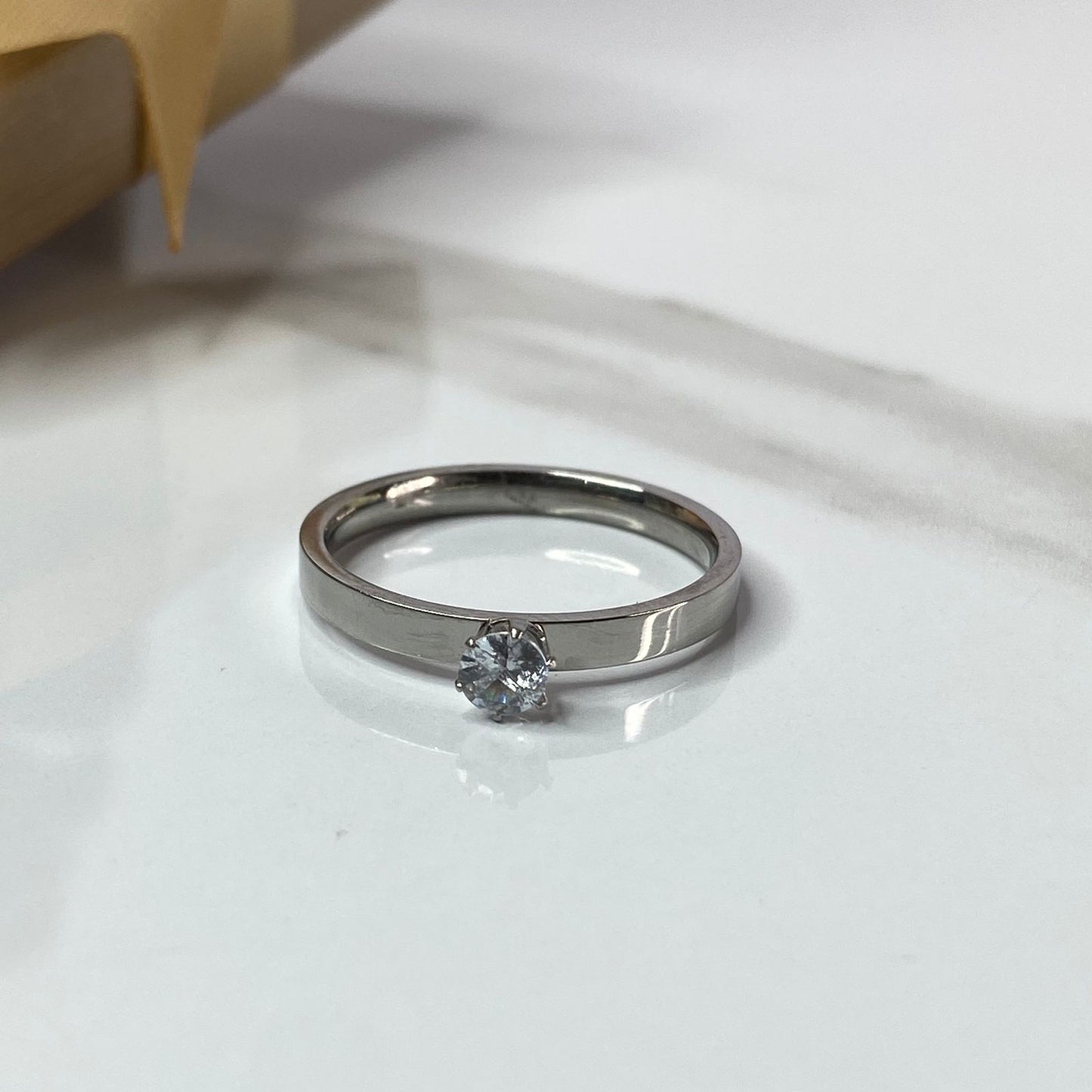 Classic Silver Solitaire Ring