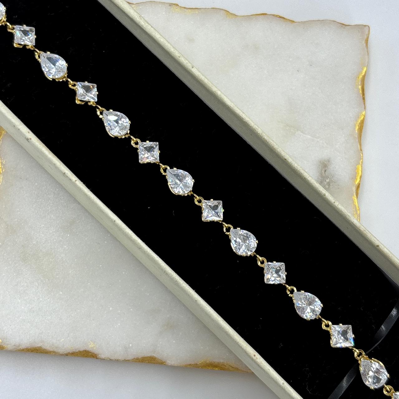 Crystal Bejewelled Chain Bracelet (White)