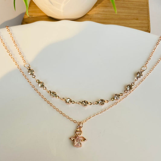 Rhinestone Bee Layered Necklace