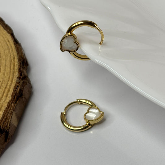 White Heart Mini Hoops