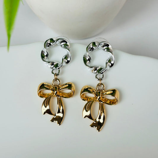 Bow Fusion Earrings ( Silver- Gold )