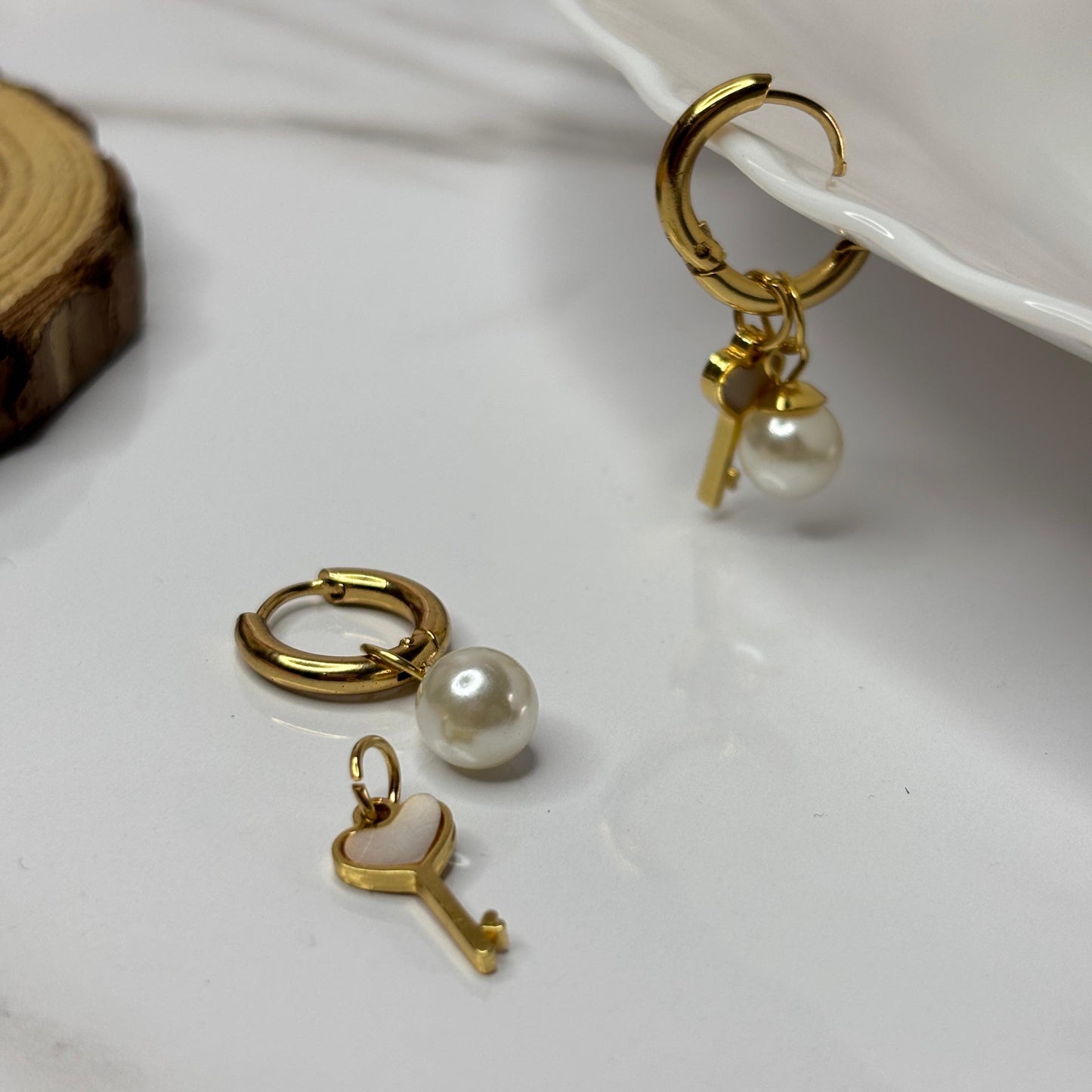 Detachable Key Pearlie Hoops
