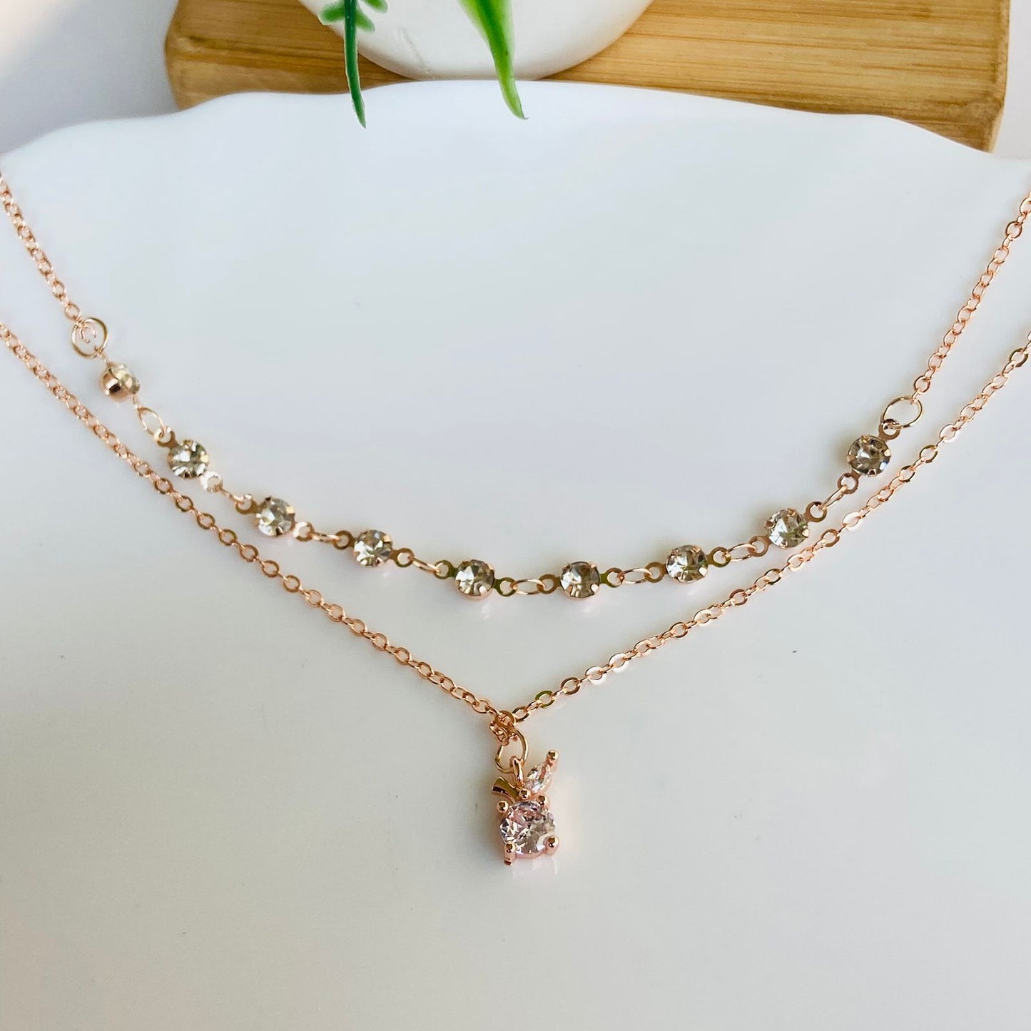 Rhinestone Flory Layered Necklace