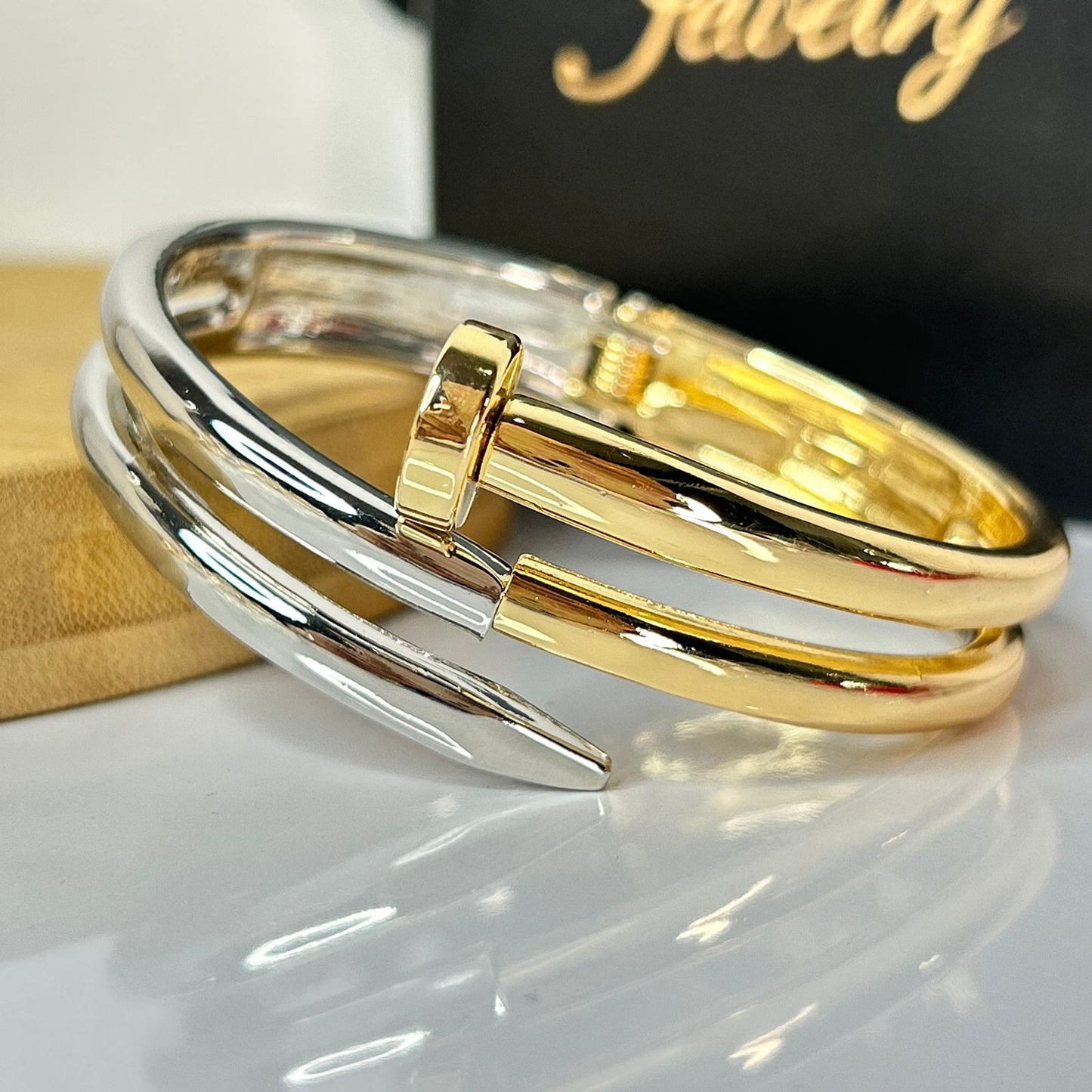 Dual Tone Nail Bracelet