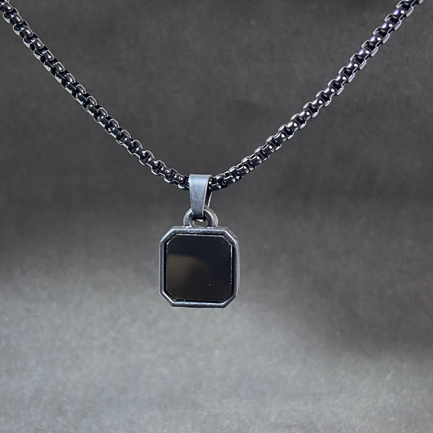 Caliber Black Square Pendant Men's Chain