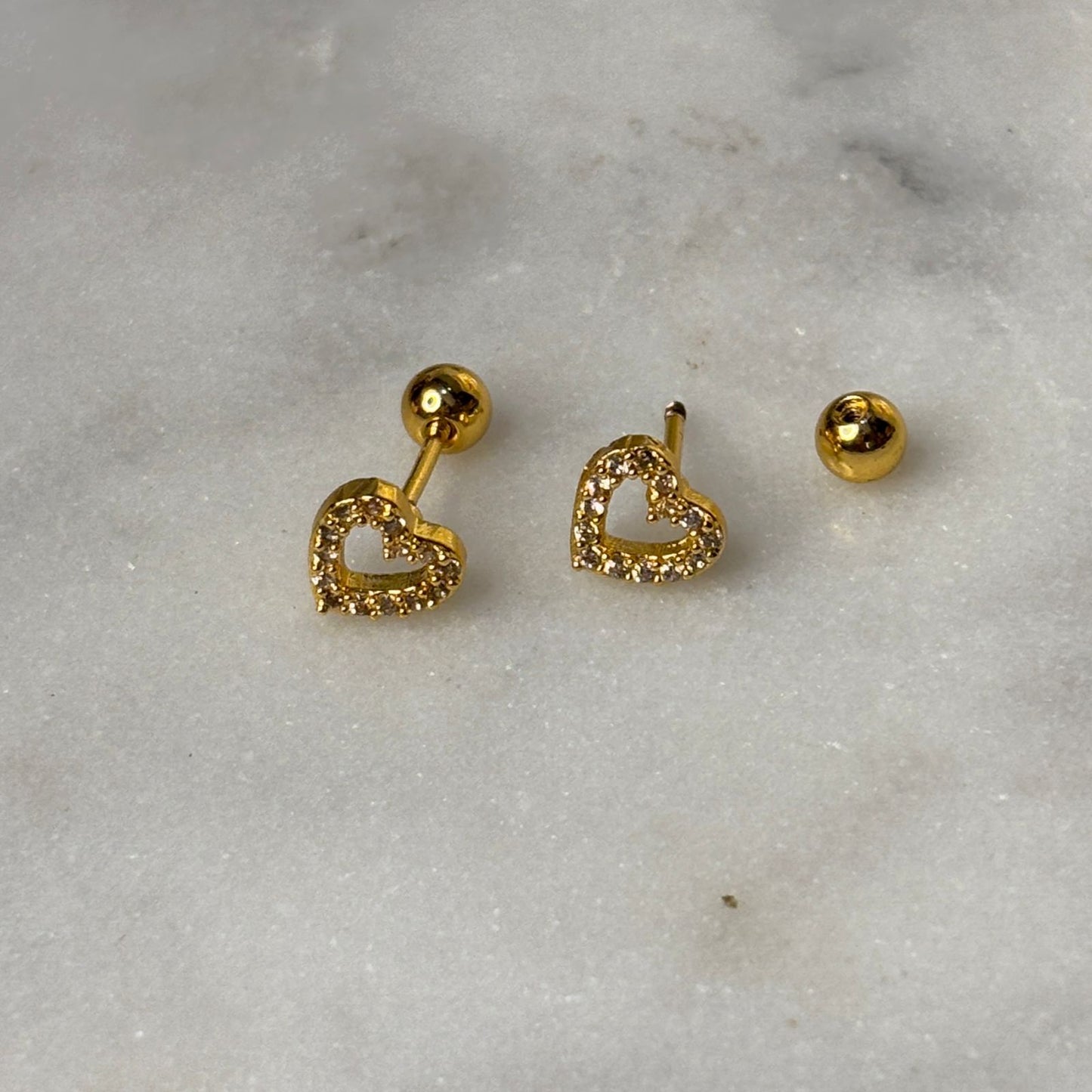 Hollow Heart Flatback Earrings