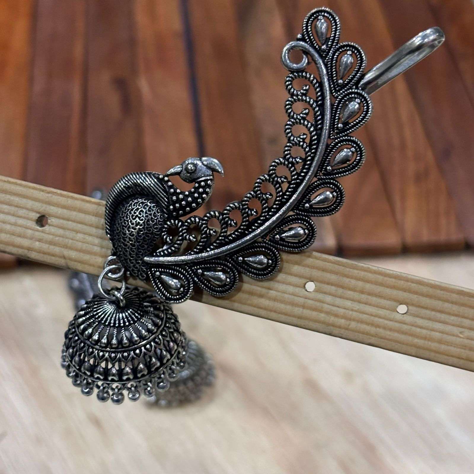 Peacock Jhumki Cuff Earrings