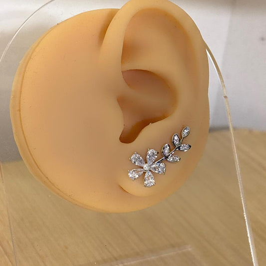 Flory Climber Silver Earrings