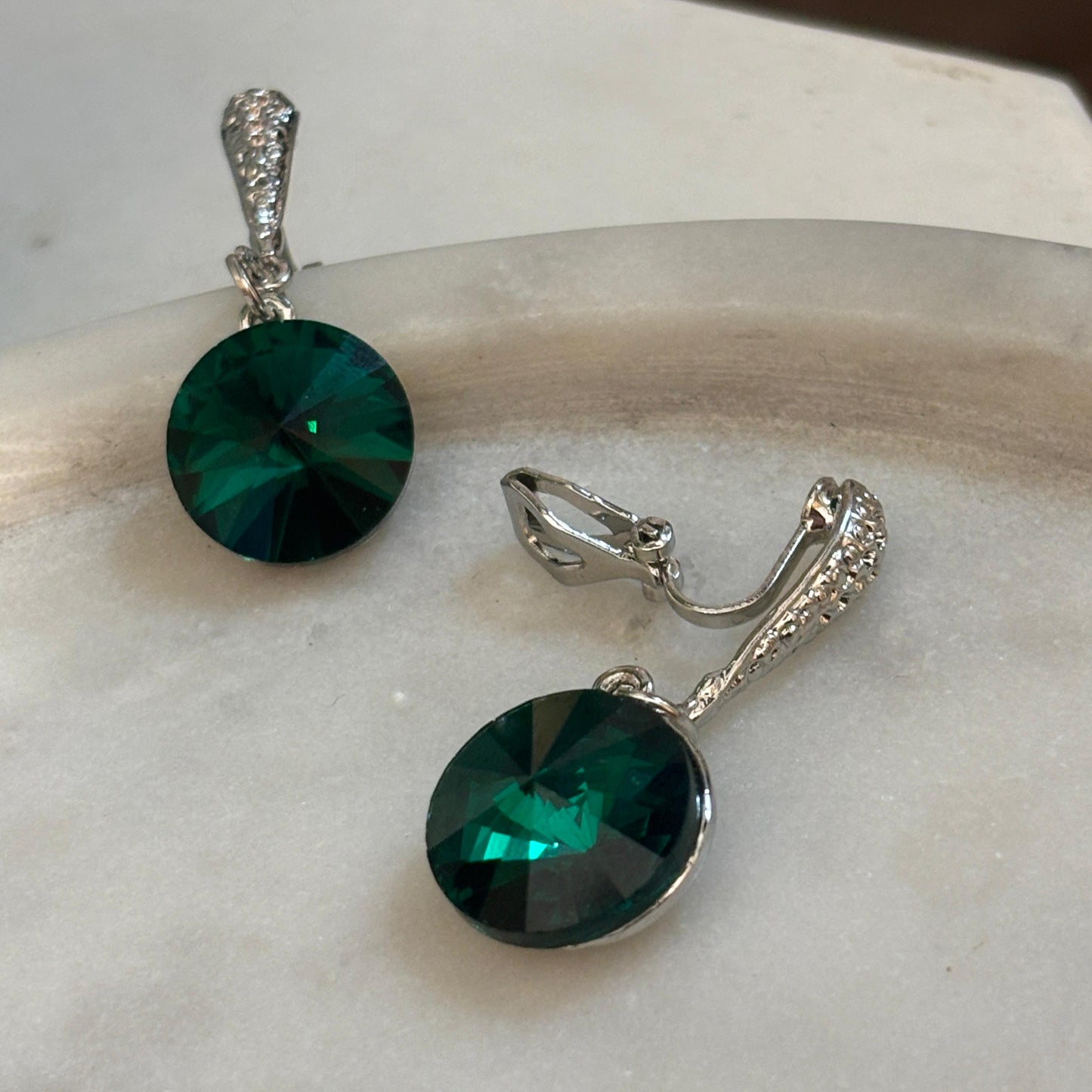 Dewdrop Emerald Clip-On Earring