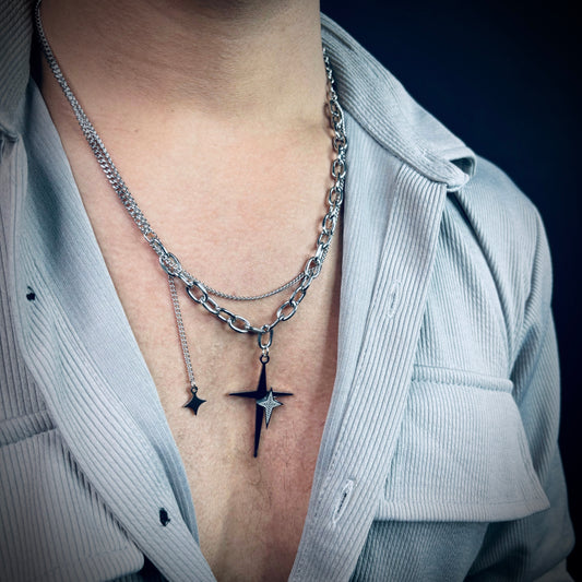 Cross Link Multi-layered Men's Neckchain