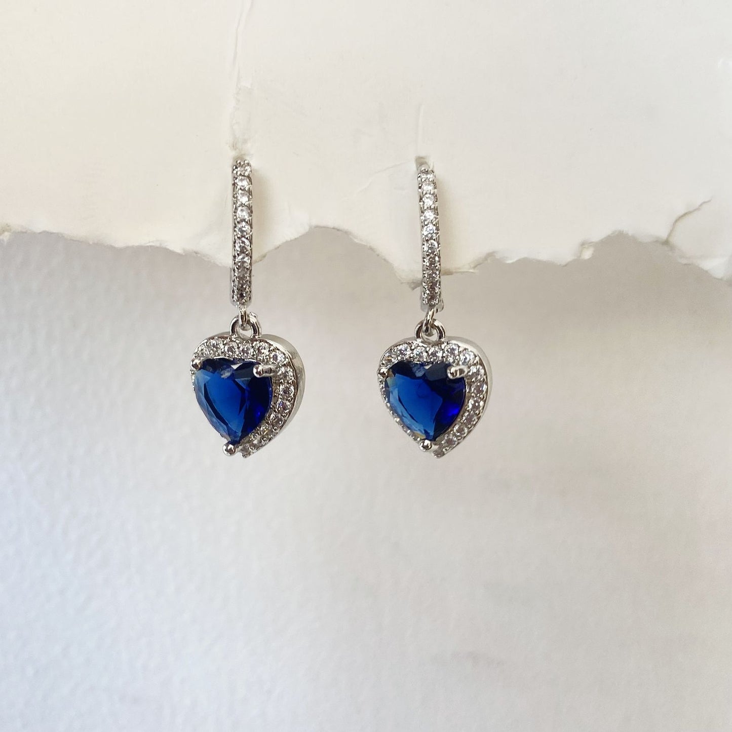 Blue Heart Drop Earrings