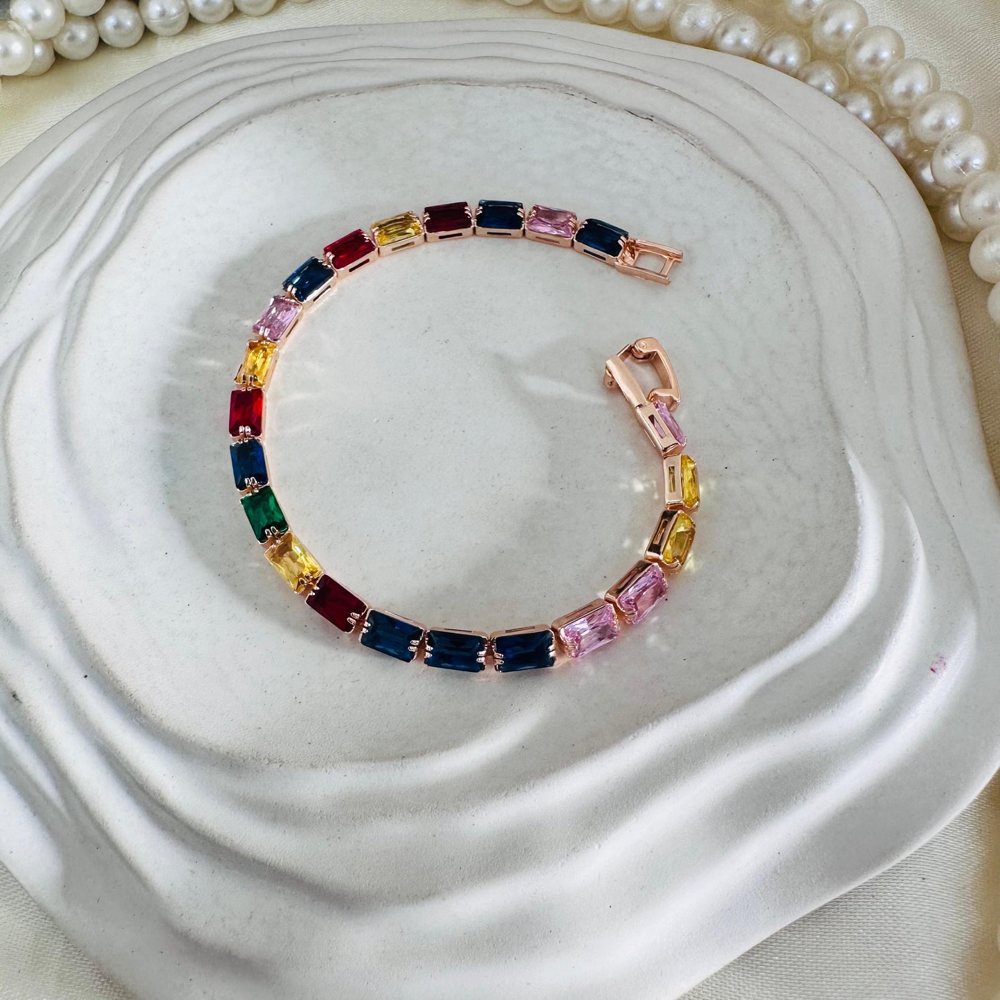Multi Square Tennis Bracelet