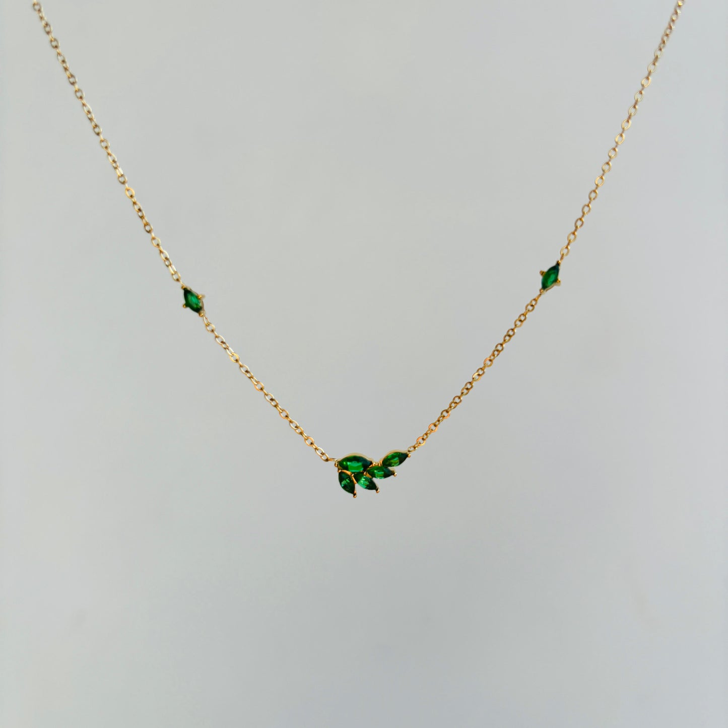 Emerald Leafy Necklace