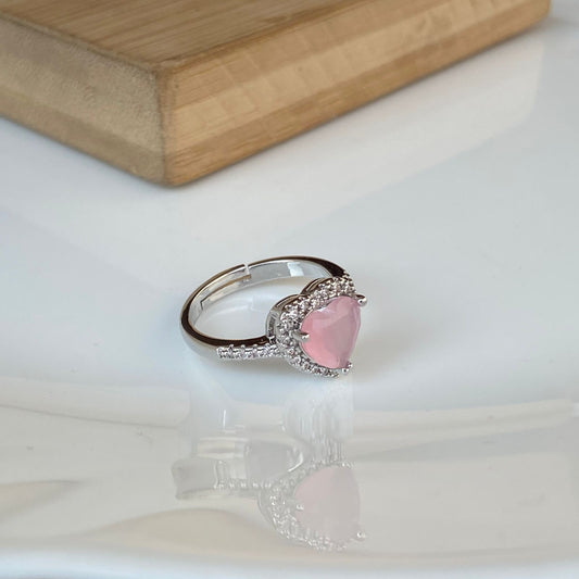 Pink Heart Solitaire Ring