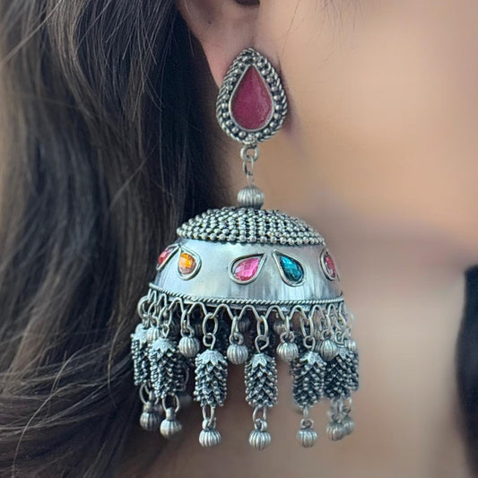 Nargis German Silver Jhumka