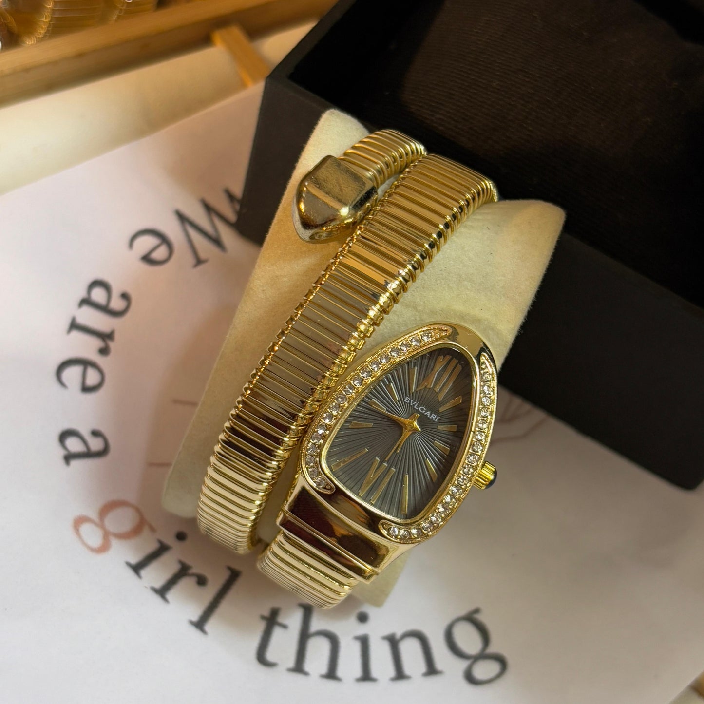 Bvlgari Serpant Watch (lBlack- Gold )