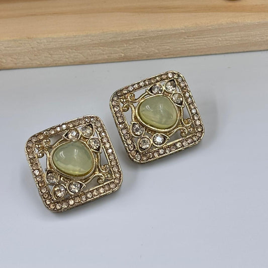 Disha Square Stud Earrings (Mint)