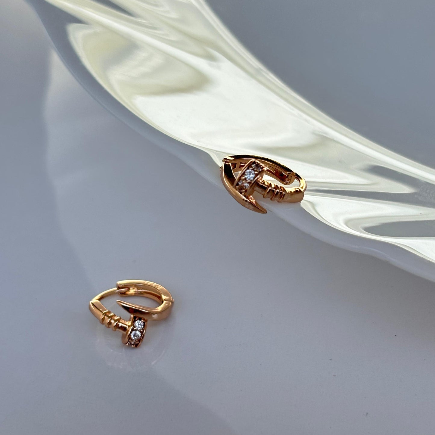 Nail Mini Hoops (Rosegold)
