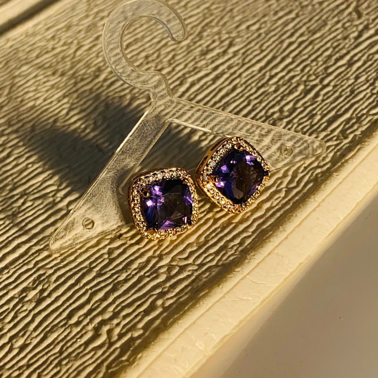 Violet Embelished Solitaire Studs