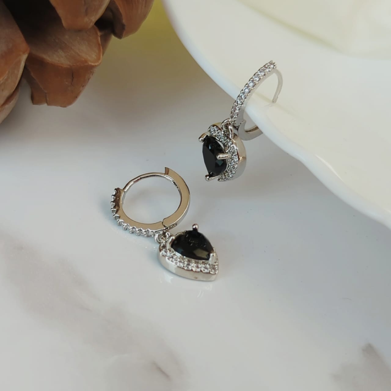 Black Heart Drop Earrings