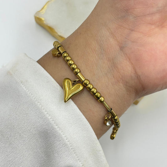 Viral Heart Charm Chunky Bracelet