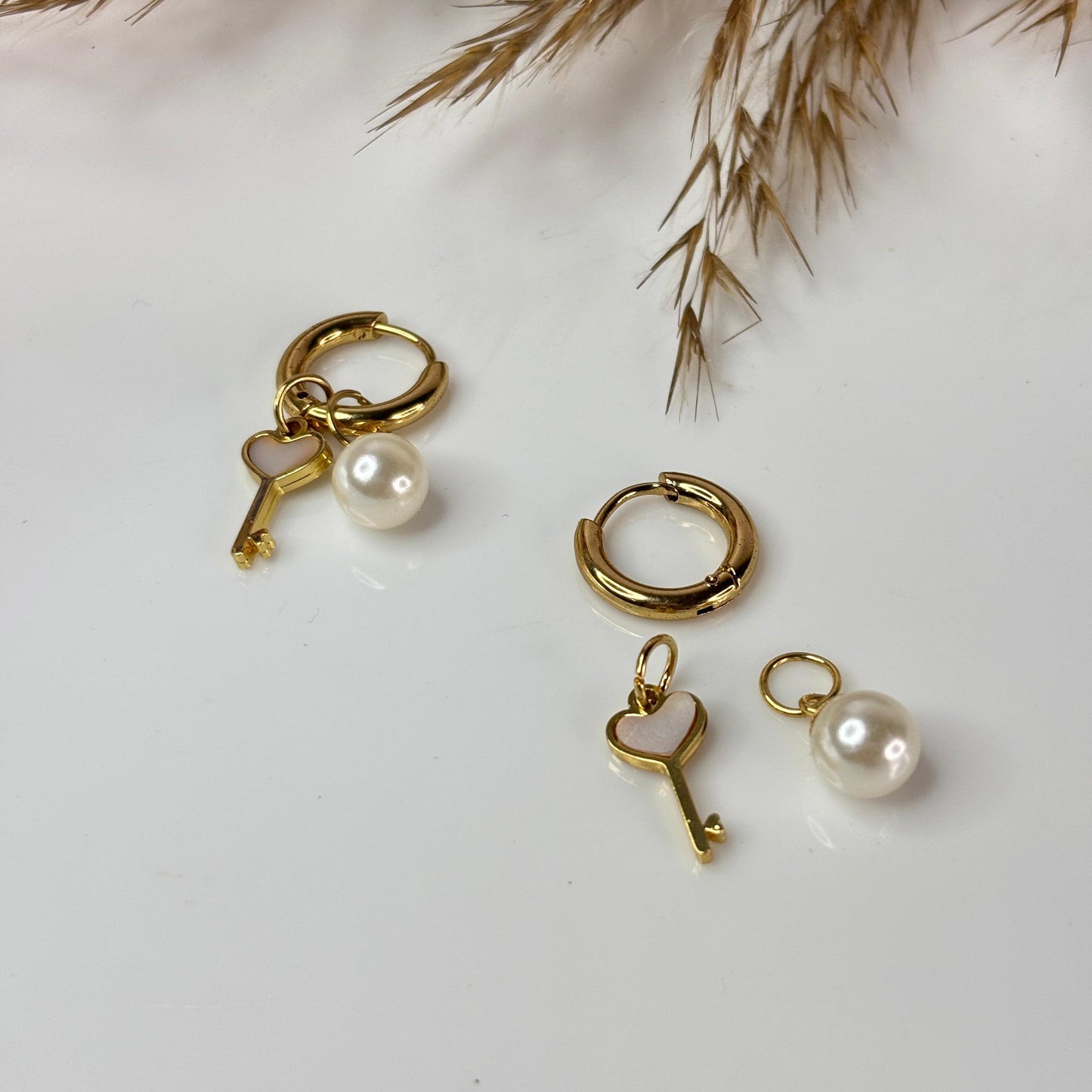 Detachable Key Pearlie Hoops
