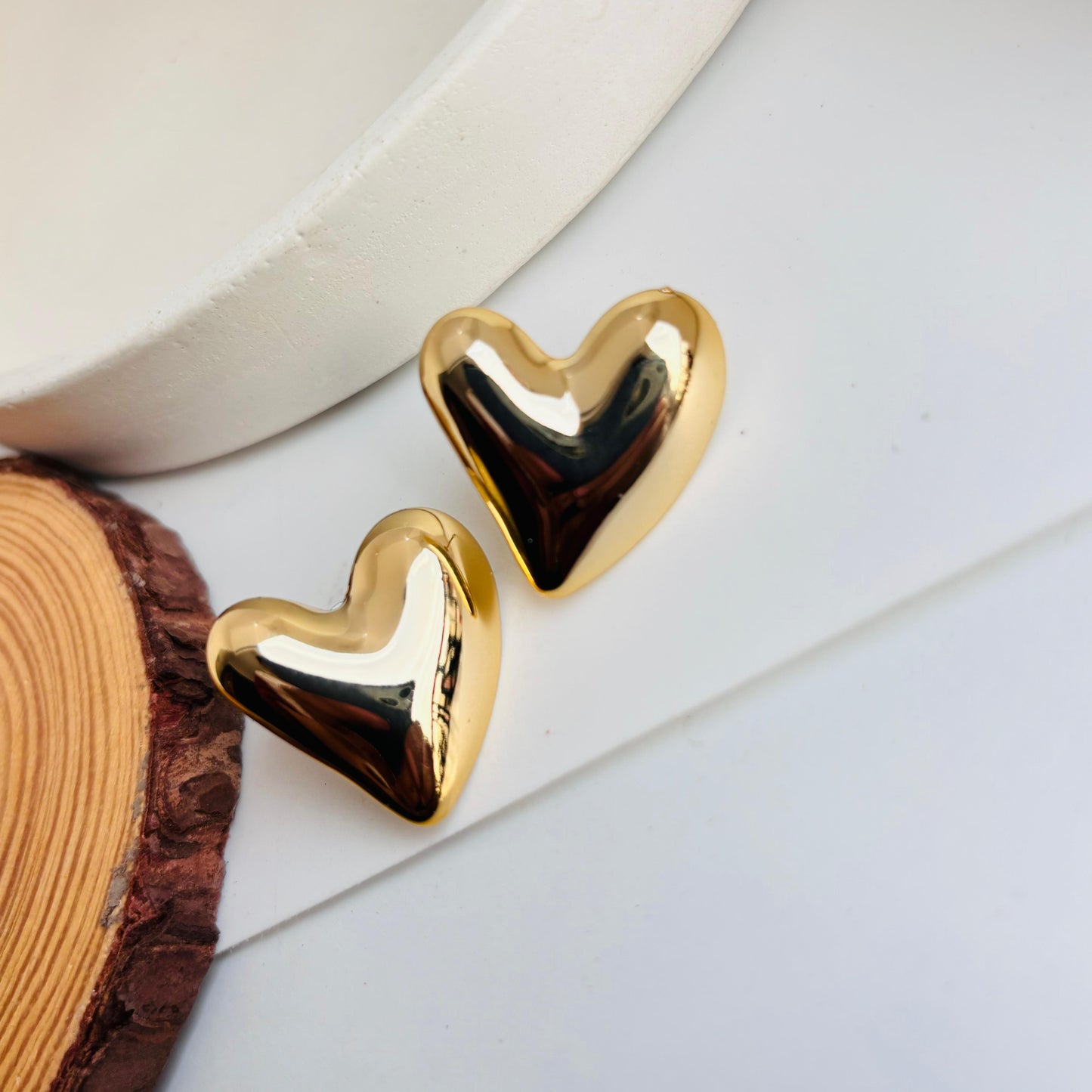 Heart Statement Earrings (Gold)