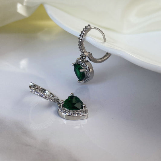 Emerald Heart Drop Earrings