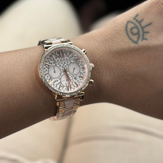 MK Embellished Rose Strap Watch