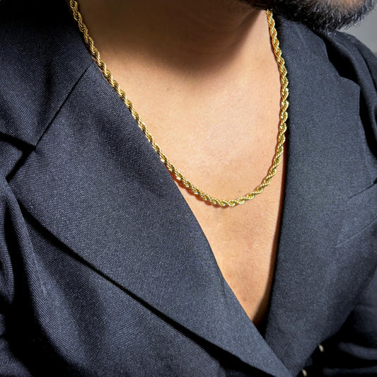 Twisted 18K Gold Plated Men's Chain 3mm