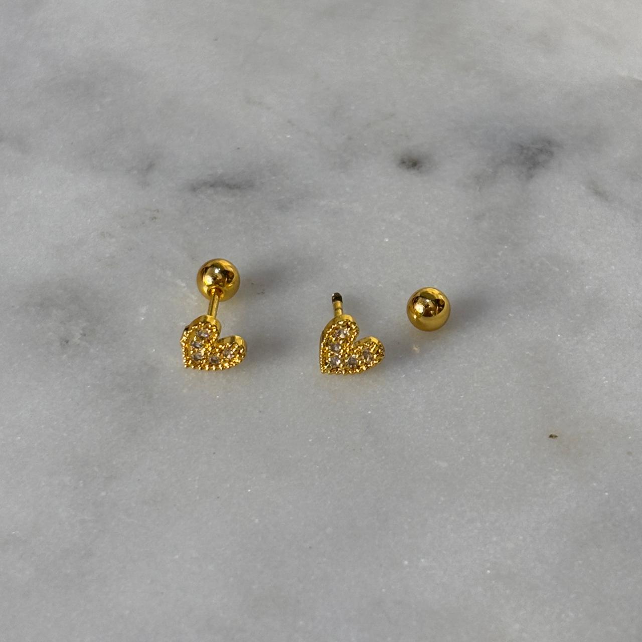 Heart Studded Flatback Earrings