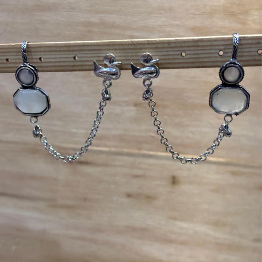 Hans Moonstone Chain Cuff Earrings