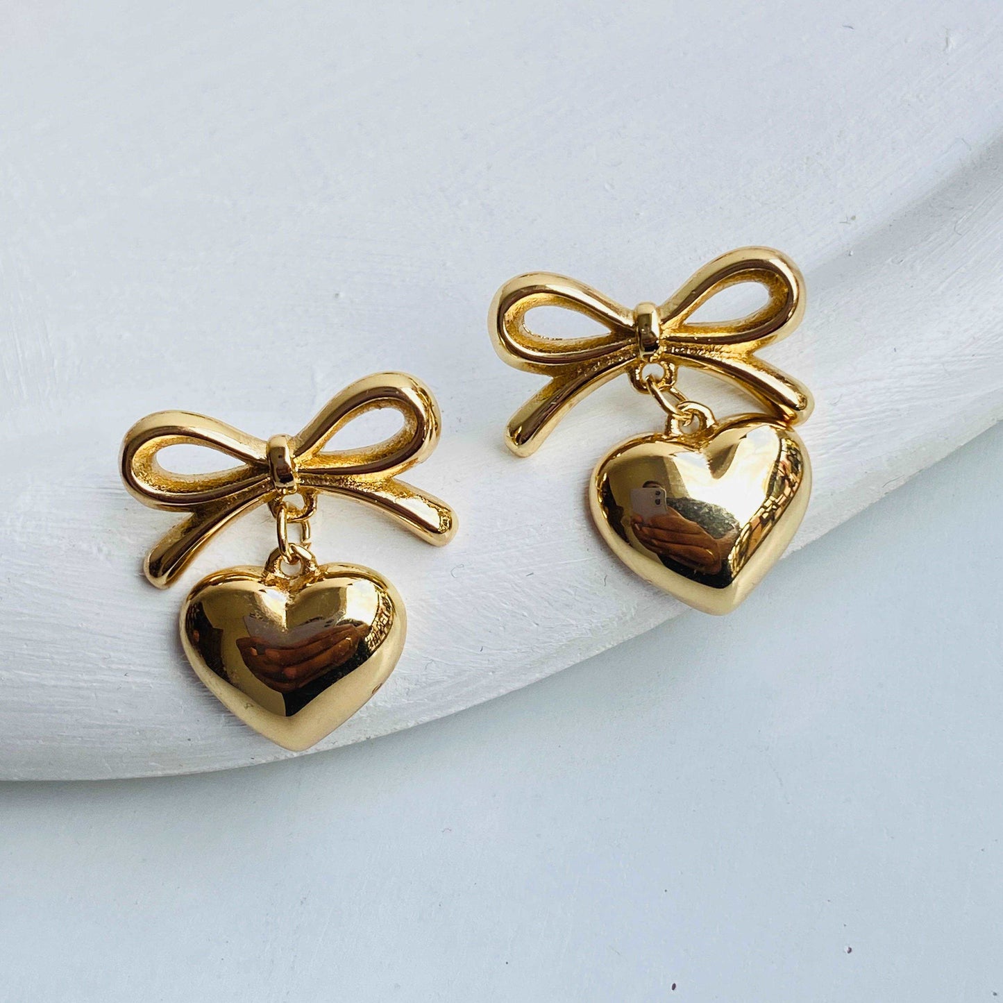 Bow Heart Drop Earrings